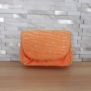 VINTAGE‎ Clutch Small Evening Purse Orange Sparkle Neon Party 90s NOEVIR JAPAN